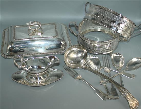 Plated rectangular entree dish and cover and sundry wares